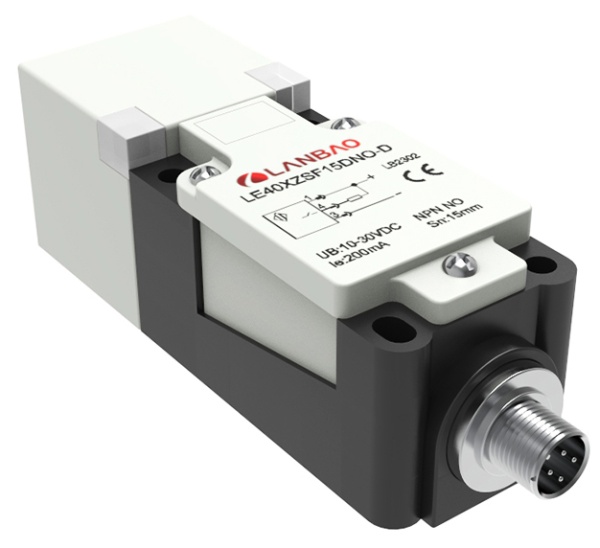 LANBAO LE40XZSN40DPRY-E2 индуктивный датчик 40х40х140мм PNP NO/NC Sn=40мм разъем M12