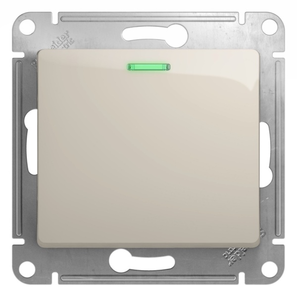 GLOSSA 1-клавишный ВЫКЛЮЧАТЕЛЬ с подсветкой, сх.1а, 10AX, механизм, МОЛОЧНЫЙ