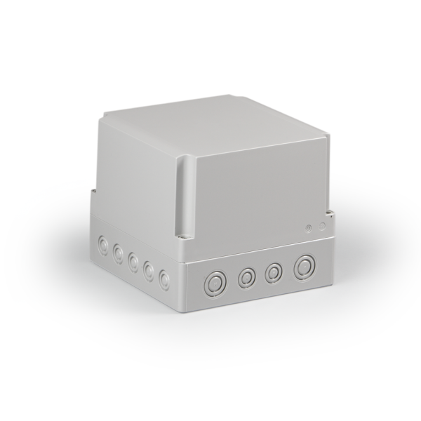 Cubo S 175 x 175 x 150 мм, 50 мм основание, метрические выбивные отверстия, серая крышка, PC, IP 66/67