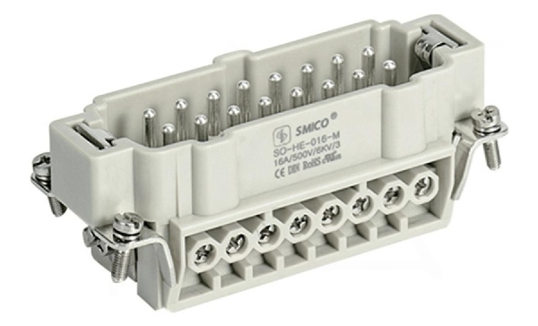 Вставка контактная, размер H16B, тип вилка, 16P+PE, 16A, 500V, винтовой зажим