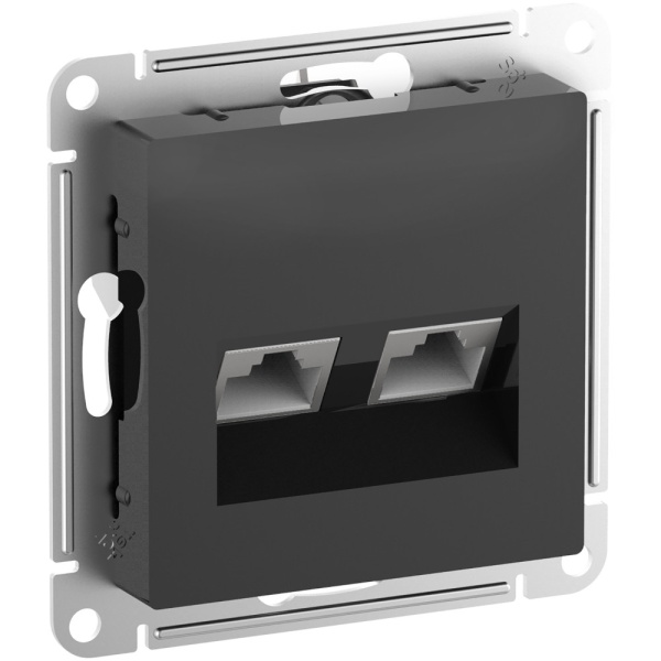 ATLASDESIGN РОЗЕТКА двойная компьютерная RJ45+RJ45 кат. 6А, механизм, КАРБОН