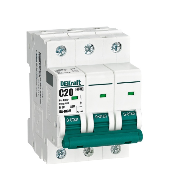 Авт. выкл. без теплозащиты 3P 20А х-ка C 6кА ВА-103M