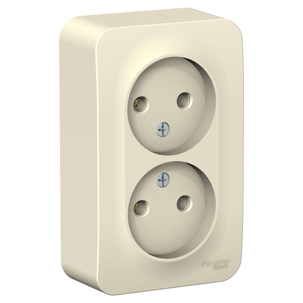 BLANCA О/У РОЗЕТКА двойная без заземления без шторок, 16А, 250В, МОЛОЧНЫЙ