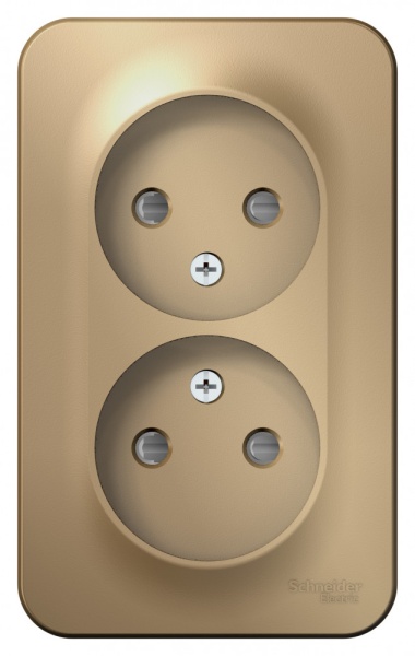 BLANCA О/У РОЗЕТКА двойная без заземления со шторками, ИЗОЛ.ПЛ., 16А, 250В, ТИТАН