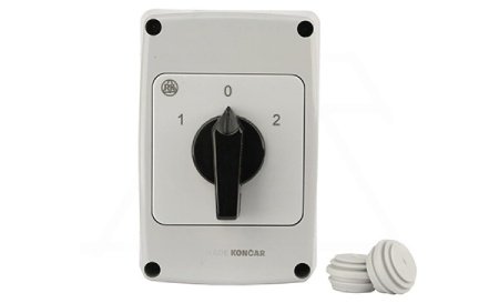 Переключатель PNGBS 32 53, 3P, 32A, тип 1-0-2 (60°), 3NO на 1_2, черная рукоятка, в корпусе IP65