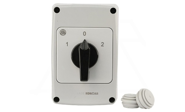 Переключатель PNGBS 32 53, 3P, 32A, тип 1-0-2 (60°), 3NO на 1_2, черная рукоятка, в корпусе IP65