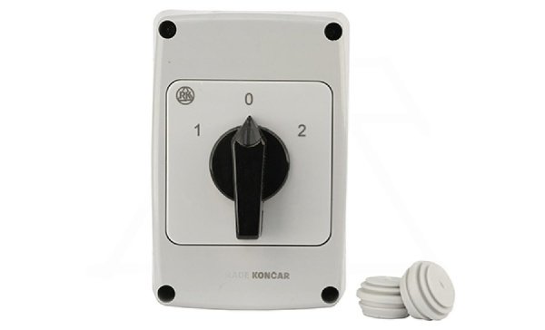 Переключатель PNGBS 32 53, 3P, 32A, тип 1-0-2 (60°), 3NO на 1_2, черная рукоятка, в корпусе IP65