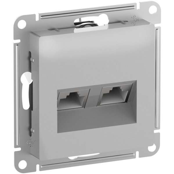 ATLASDESIGN РОЗЕТКА двойная компьютерная RJ45+RJ45 кат. 6А, механизм, АЛЮМИНИЙ
