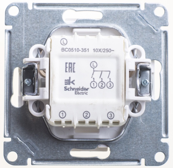 W59 3-клавишный ВЫКЛЮЧАТЕЛЬ, сх.1+1+1, 10АХ, механизм, БЕЛЫЙ
