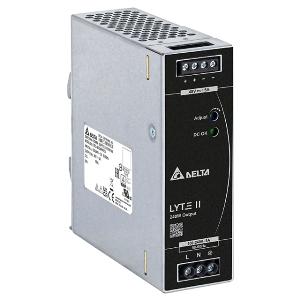 Блок питания импульсный Lyte II, 240W, 5А, 90_264VAC / 48VDC, DIN35, винт.клеммы, ал.корпус