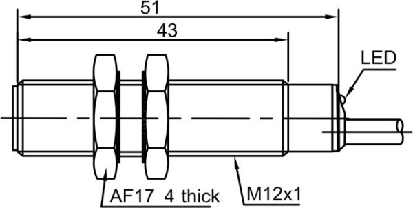 LANBAO LR12XBF04DPOY индуктивный датчик M12x51мм PNP NO Sn=4мм кабель 2м