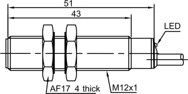 LANBAO LR12XBF04DPOY индуктивный датчик M12x51мм PNP NO Sn=4мм кабель 2м