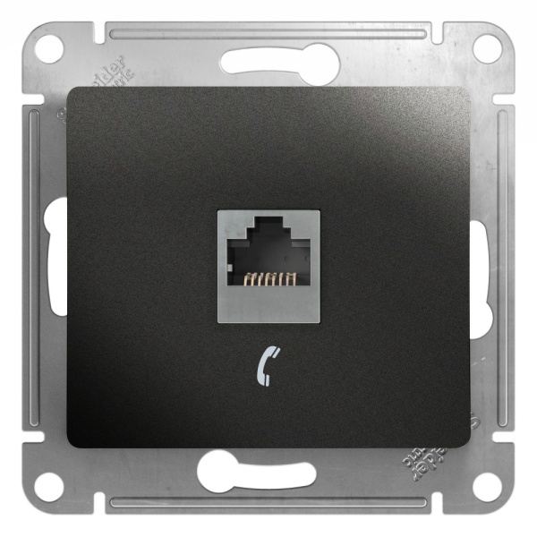 GLOSSA РОЗЕТКА телефонная RJ11, механизм, АНТРАЦИТ