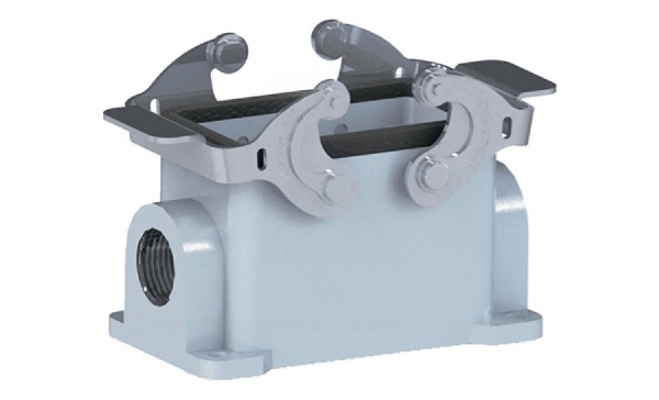 Корпус разъема, размер H10B, приборный, с фиксатором, ввод 2xM20, металл, IP65, RAL 7037