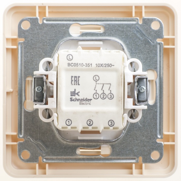 W59 3-клавишный ВЫКЛЮЧАТЕЛЬ, сх.1+1+1, 10АХ, в сборе, СЛОНОВАЯ КОСТЬ