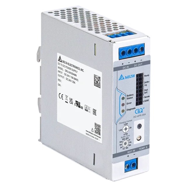 Модуль бесперебойного питания CliQ M DC-UPS, 18_30VDC / 24VDC, 480W, 20A, без батарей, винт.клеммы, ал.корпус