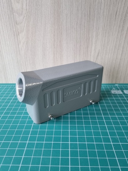 Корпус разъема, размер H24B, кабельный, угловой ввод M25, металл, IP65, RAL 7037