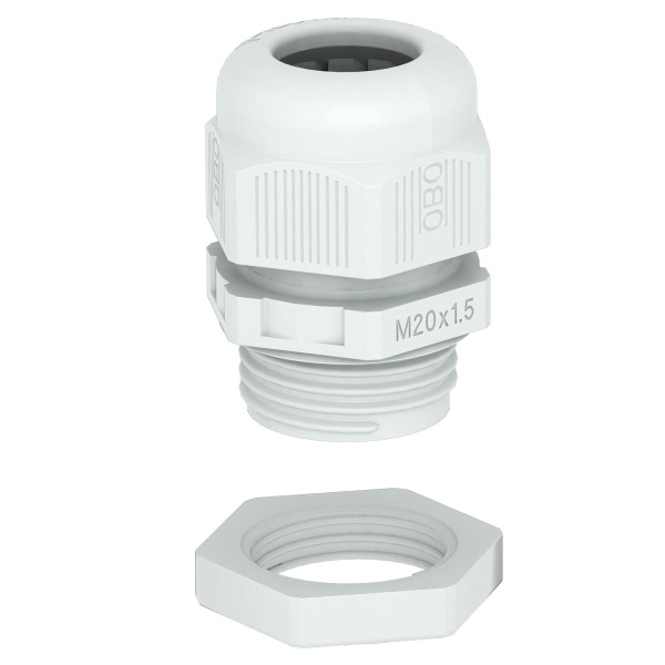 Ввод V-TEC VM20+LGR кабельный с контргайкой, М20х1.5, IP68, UV-resistant, для ввода кабеля Ø6-13мм, серый, полиамид