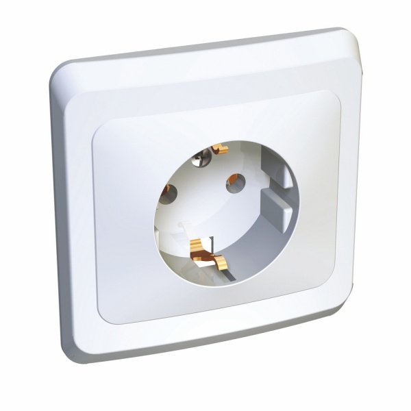 ЭТЮД С/У РОЗЕТКА с заземлением без шторок, 16А, 250B, БЕЛЫЙ