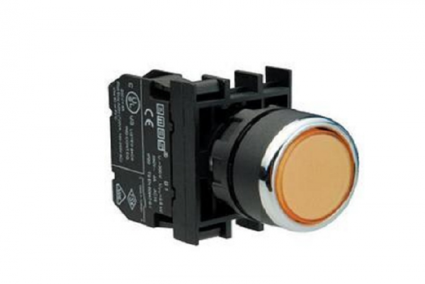 Кнопка нажимная круглая желтая B101DS