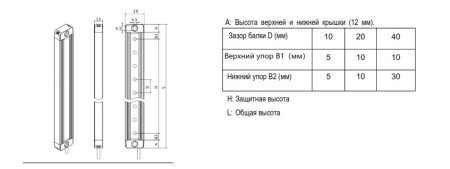 LANBAO SFB20046-TM02DPC Завеса безопасности SFB series , Расстояние между лучами (мм) 20 , Количество лучей 46 , Приемник PNP NC , 28*13mm