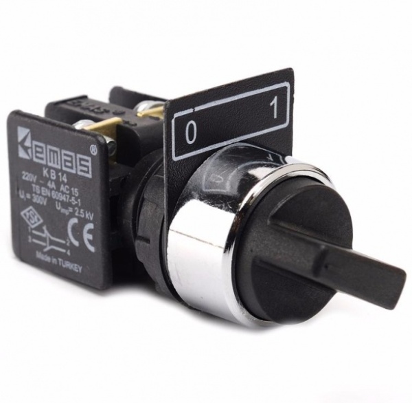 Кнопка тумблер (1НО), серия KB (240В AC, 4А), IP65 KB34S2