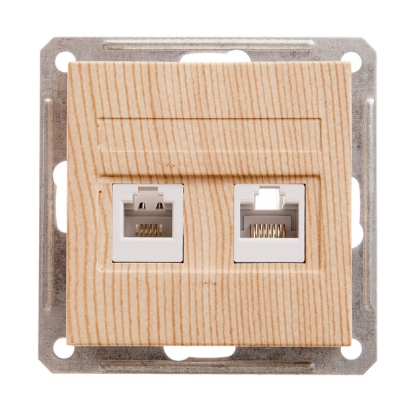 W59 РОЗЕТКА двойная RJ11+RJ45, 160В, 1А, кат.5Е, механизм, СОСНА