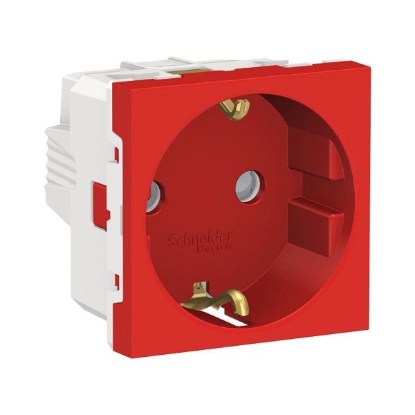 UNICA MOD РОЗЕТ с/з,с/ш,16А, 2м, КРАС