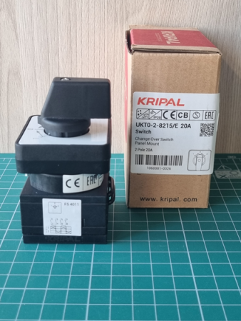 Переключатель UKT0-2-8215/E, 2P, 20A, тип 1?0?2, 2NO на 1_2, на дверь, фронт IP65