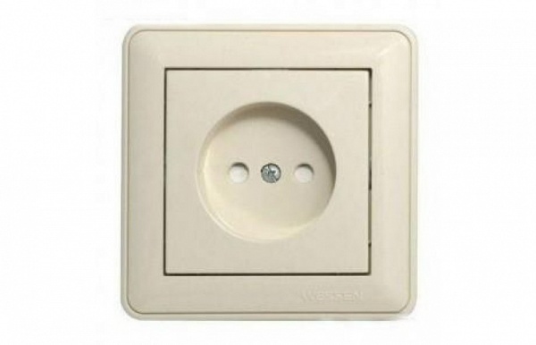 W59 РОЗЕТКА с заземлением со шторками, 16А, в сборе, СЛОНОВАЯ КОСТЬ