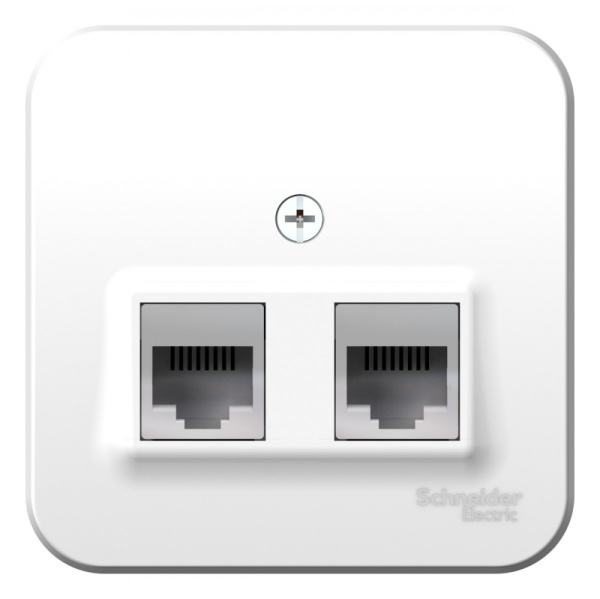 BLANCA О/У РОЗЕТКА двойная: комп.RJ45, кат.5E + телеф. RJ11, ИЗОЛ.ПЛ., БЕЛЫЙ