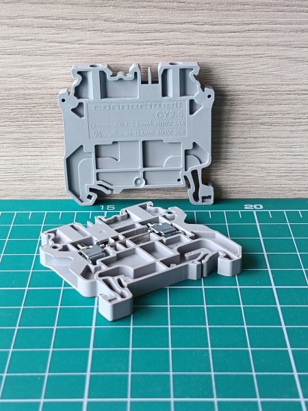 Клемма проходная CY2.5 /5x50mm, винтовая, 2 присоед., 2,5(max 4)mm2, 24A, 1000V, серая