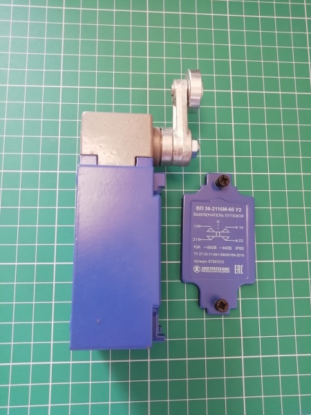 ВП 36-2116М-66 У2, рычаг со стальным роликом, 1з+1р, мгновенный, 30х60 мм, без сальника, 3А, IP66, выключатель путевой (ЭТ)