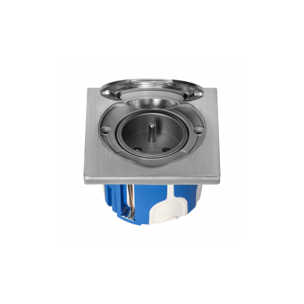 Розетка встраиваемая 2P+E, фр.стандарт, со шторками, IP55, с распределительной коробкой 3680вт, нержавеющая сталь