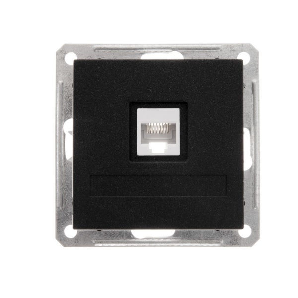 W59 РОЗЕТКА компьютерная RJ45 кат.5Е, механизм, ЧЕРНЫЙ БАРХАТ