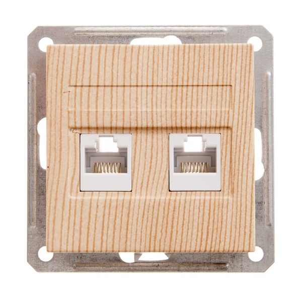 W59 РОЗЕТКА двойная компьютерная RJ45 кат.5Е, механизм, СОСНА