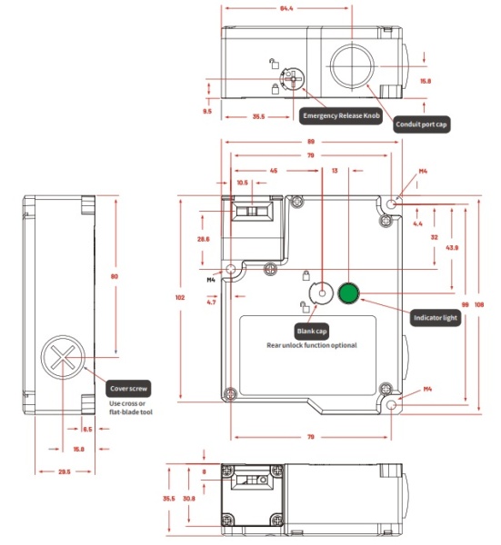 LANBAO SLDM-ET3B3DS-D  Электромагнитный замок безопасности,3NC + 3NC,кабельный ввод M20