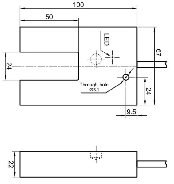 LANBAO LE25UDPO индуктивный датчик 100x67x22мм PNP NO Sn=24мм кабель 2м