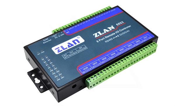 Станция удаленного ввода/вывода ZLAN6802, 8DI, 8RO, 8AI (4..20MA), RS-485 (Modbus RTU), 24VDC