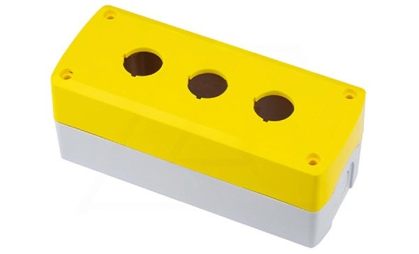 Корпус для поста кнопочного, пластик, желтый/черный, 71x170x65,5mm, 3 места, IP65