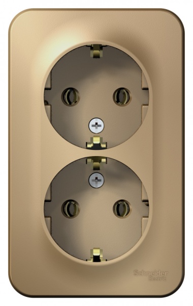 BLANCA О/У РОЗЕТКА двойная с заземлением без шторок, ИЗОЛ.ПЛ., 16А, 250В, ТИТАН