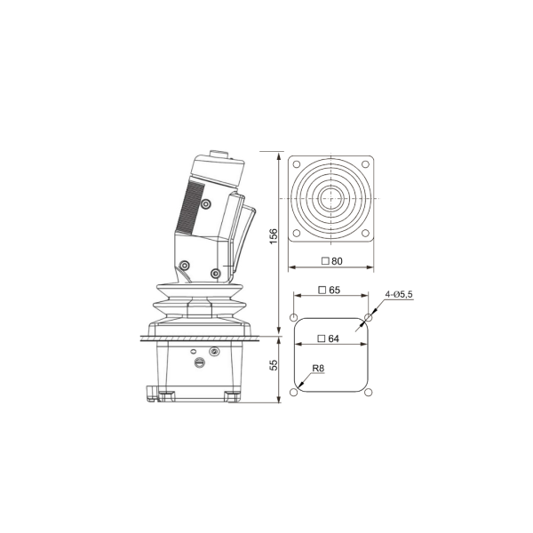Промышленный бесконтактный джойстик SQ7 LSSINE работающий на эффекте Холла