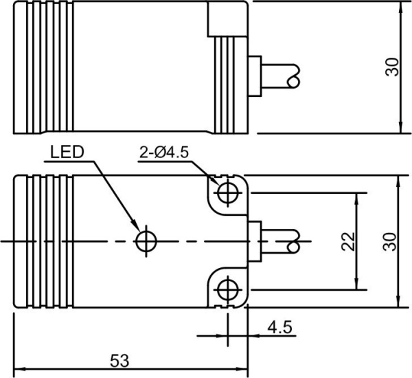 LANBAO LE30SF10DPR Индуктивный датчик 10 мм, прямоугольный, заподлицо, 10…30 DC, PNP, NO+NC, PBT, ка