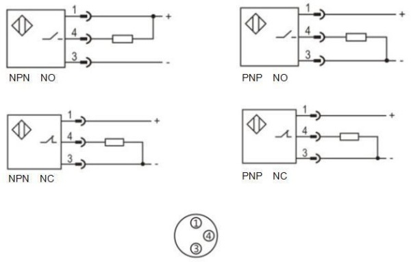 LANBAO LR08BF02DPOY-E1 индуктивный датчик M8x54мм PNP NO Sn=2мм разъем M8