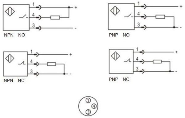 LANBAO LR08BF02DPOY-E1 индуктивный датчик M8x54мм PNP NO Sn=2мм разъем M8