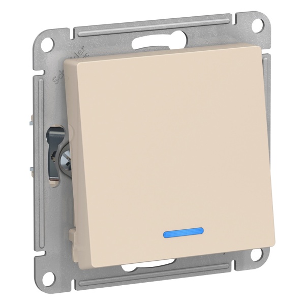 ATLASDESIGN 1-клавишный ПЕРЕКЛЮЧАТЕЛЬ с подсветкой, сх.6а, 10АХ, механизм, БЕЖЕВЫЙ