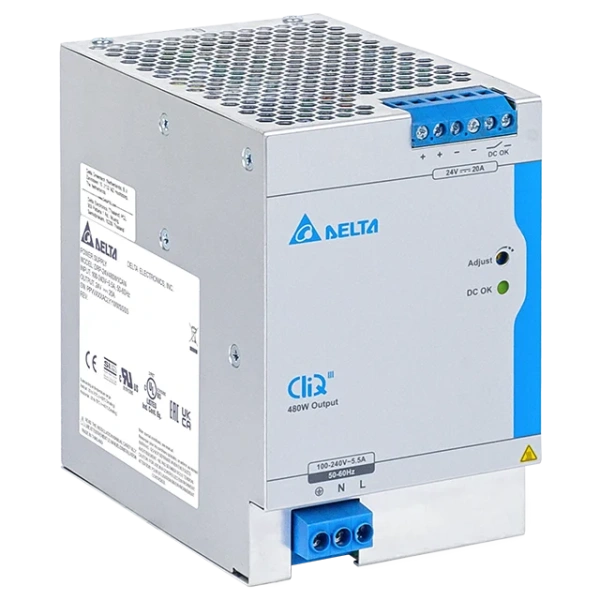 Блок питания импульсный CliQ III, 480W, 20А, 88_264VAC (100/88_375VDC) / 24VDC, DIN35, реле DC OK, винт.клеммы, ал.корпус