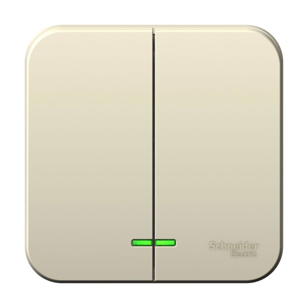 BLANCA О/У 2-клавишный ВЫКЛЮЧАТЕЛЬ (сх.5) с подсветкой, 10А, 250В, МОЛОЧНЫЙ