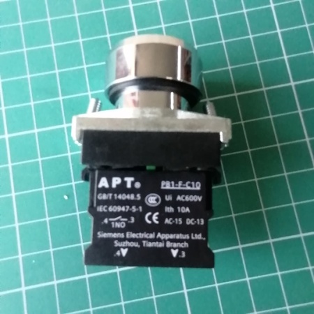 Кнопка плоская PB1S, черная, без фиксации, без подсветки, 1NO, 6A 230VAC/24VDC, 22mm, IP65
