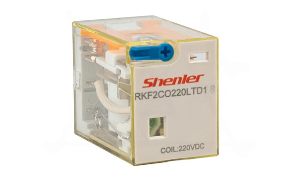 Реле RKF2CO220LTD1S, 2CO, 15A(250VAC/30VDC)/10A(60VDC), 220VDC, мех. индикация, тест-кнопка с блокировкой, диод +A1/-A2, магнит, LED